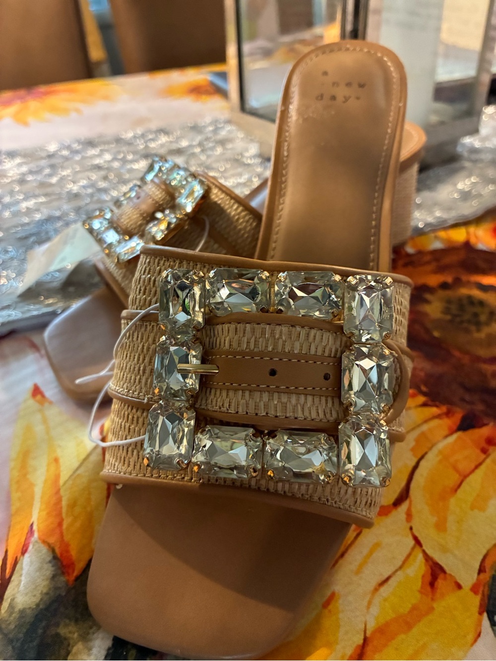a new day Beige Woven Block Heel Wedges - Picture 6 of 7
